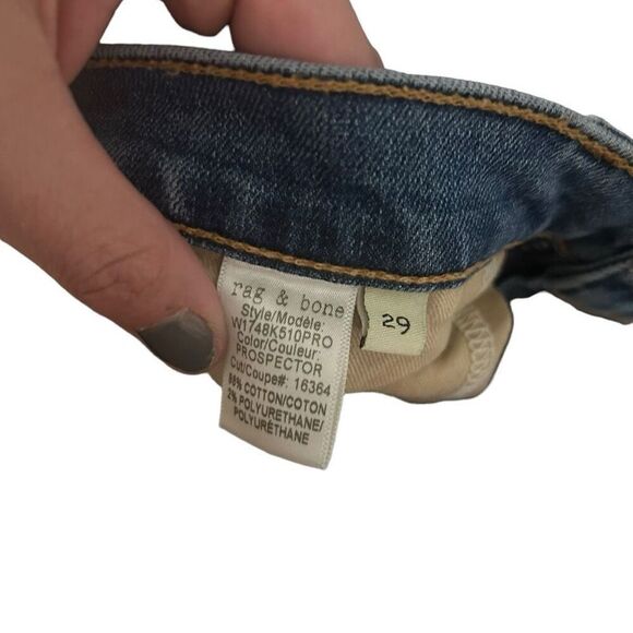Rag & Bone Distressed High Waist Ankle Slim Fit Denim Boyfriend Jeans Blue Sz 29 - Picture 9 of 13